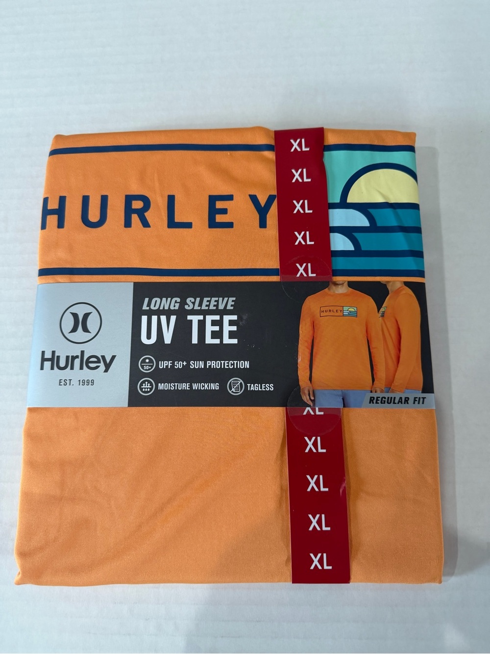 Hurley Orange Long Sleeve UV Tee with Graphic Accent - XL